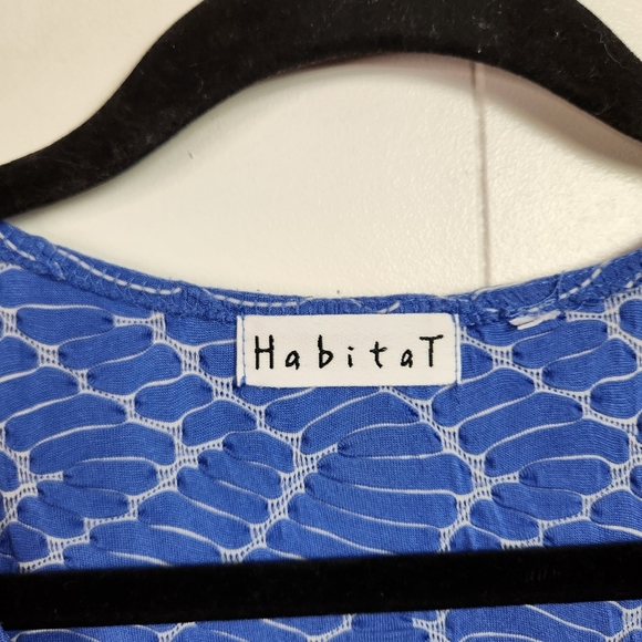 Habitat Lagenlook Blue Textured Tunic Top Shirt 3/4 Sleeves Size Medium Large - Picture 6 of 9